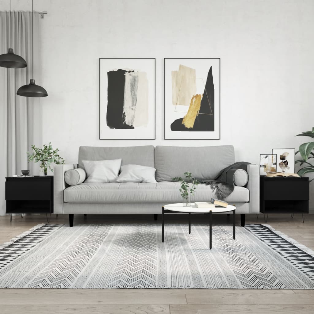 Salongbord Sofabord Svart 2 stk 50x46x50 cm