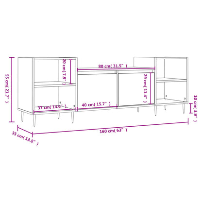 TV-benk hvit høyglans 160x35x55 cm konstruert tre