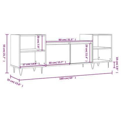 TV-benk hvit 160x35x55 cm konstruert tre