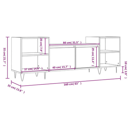 TV-benk brun eik 160x35x55 cm konstruert tre