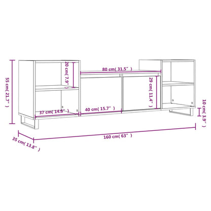 TV-benk hvit 160x35x55 cm konstruert tre