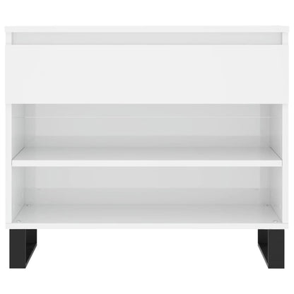 Skoskap Skohylle Skobenk Høyglans Hvit 70x36x60cm