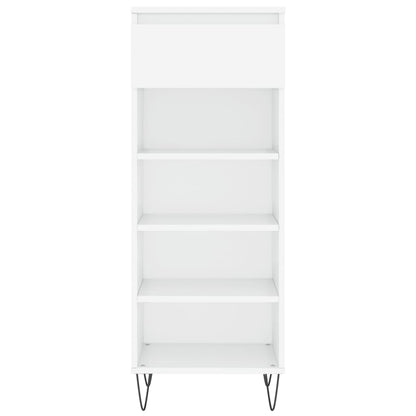 Skoskap Skohylle Skobenk Høyglans Hvit 40x36x105 cm