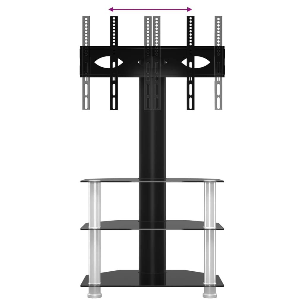 TV-benk hjørne 3-lags for 32-70 tommer svart og sølv