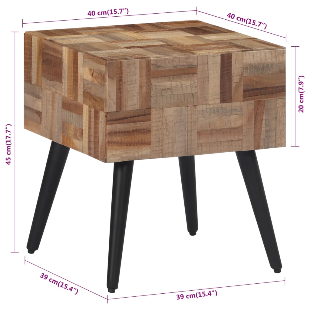 Sidebord 40x40x45 cm heltre gjenvunnet teak