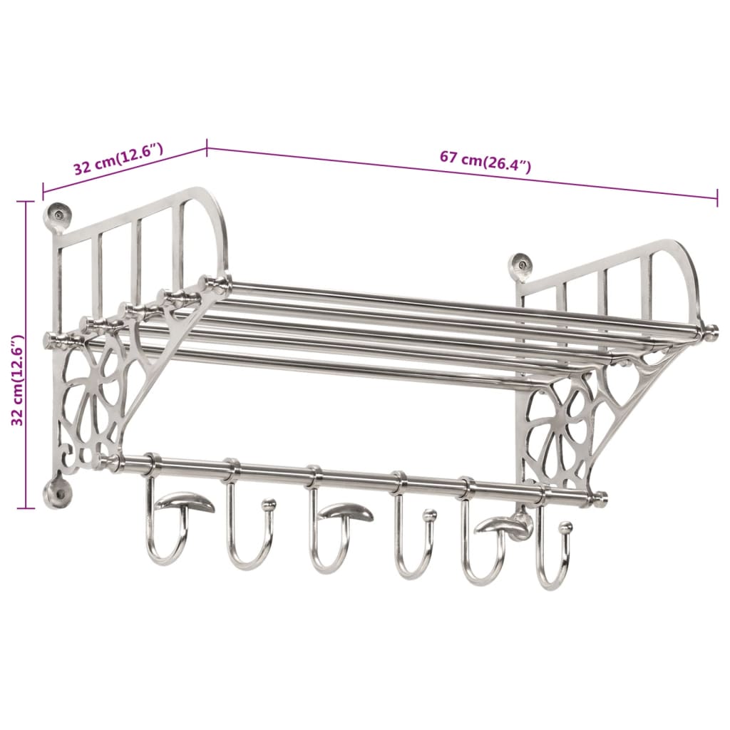 Garderobestativ Bagasjehylle med kleshengere veggmontert aluminium