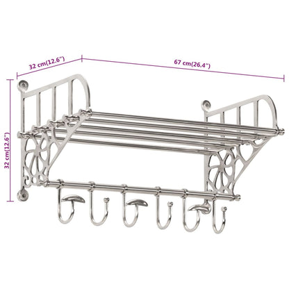 Garderobestativ Bagasjehylle med kleshengere veggmontert aluminium