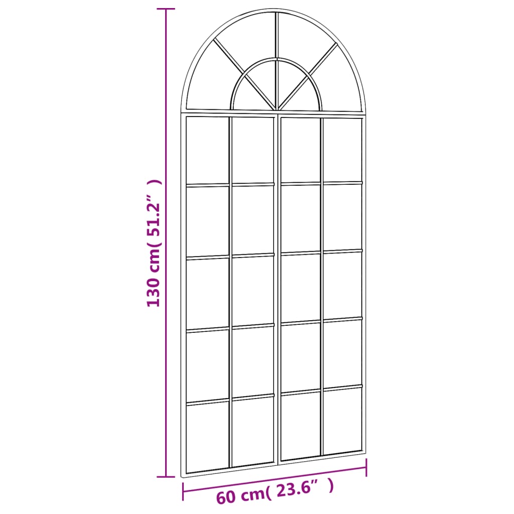 Veggspeil svart 60x130 cm buet jern