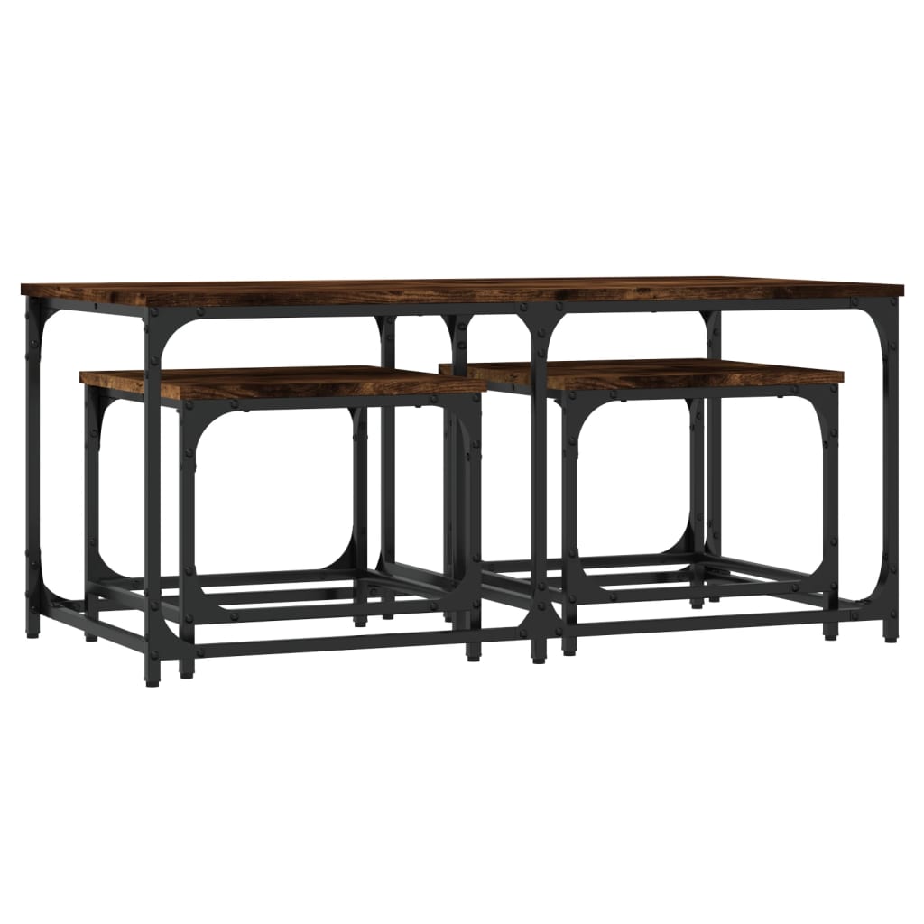 Salongbord Sofabord Røkt Eik 3 stk