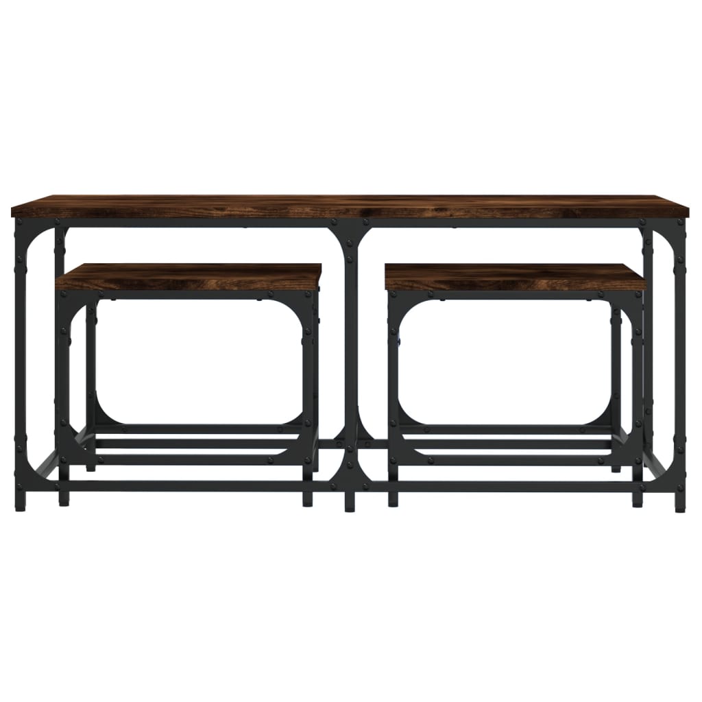 Salongbord Sofabord Røkt Eik 3 stk