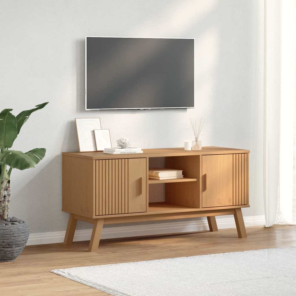 TV-Møbel Brun TV-benk OLDEN 114x43x57 cm heltre furu