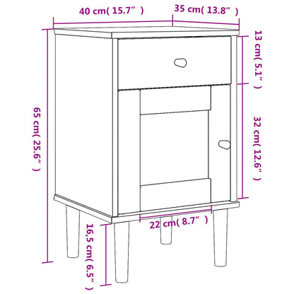 Nattbord Sengbord svart heltre furu SENJA rotting 40x35x65 cm