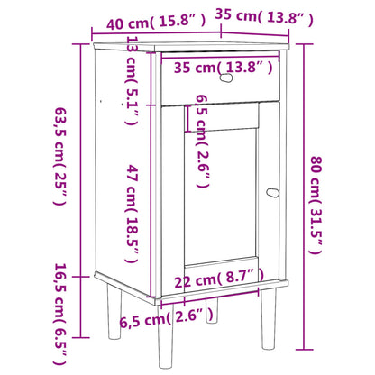 Nattbord Sengbord svart heltre furu SENJA rotting 40x35x80 cm