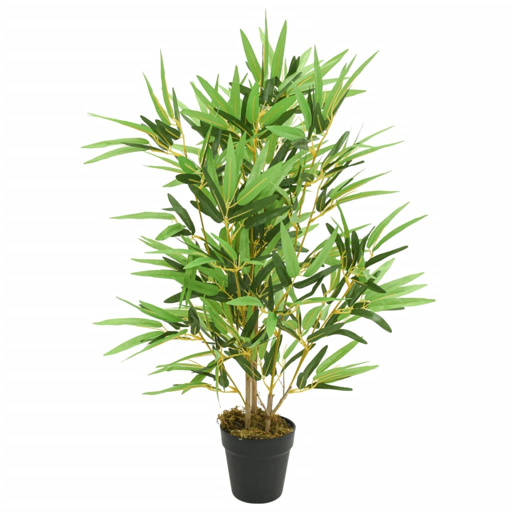 Kunstige planter blomster bambustre 368 blader 80 cm grønn