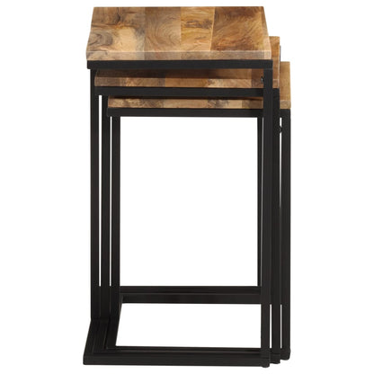 Sidebord Tre Stablebare 3 stk heltre akasie