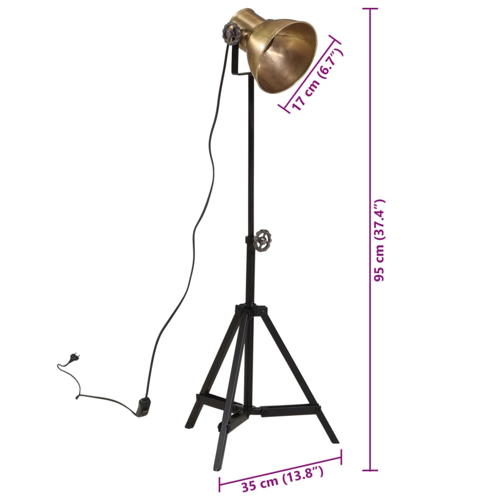 Gulvlampe Stålampe 25 W antikk messing 35x35x65/95 cm E27