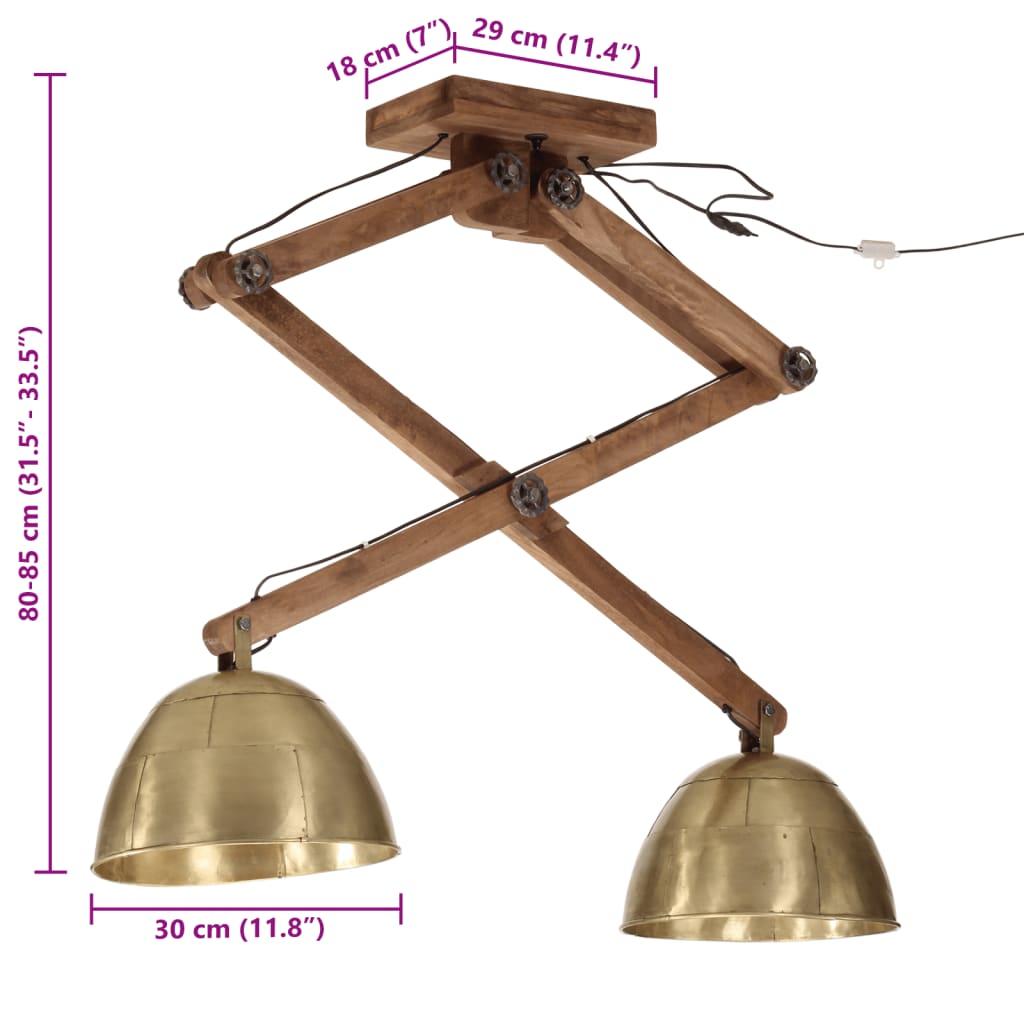 Taklampe 25 W antikk messing 29x18x85 cm E27