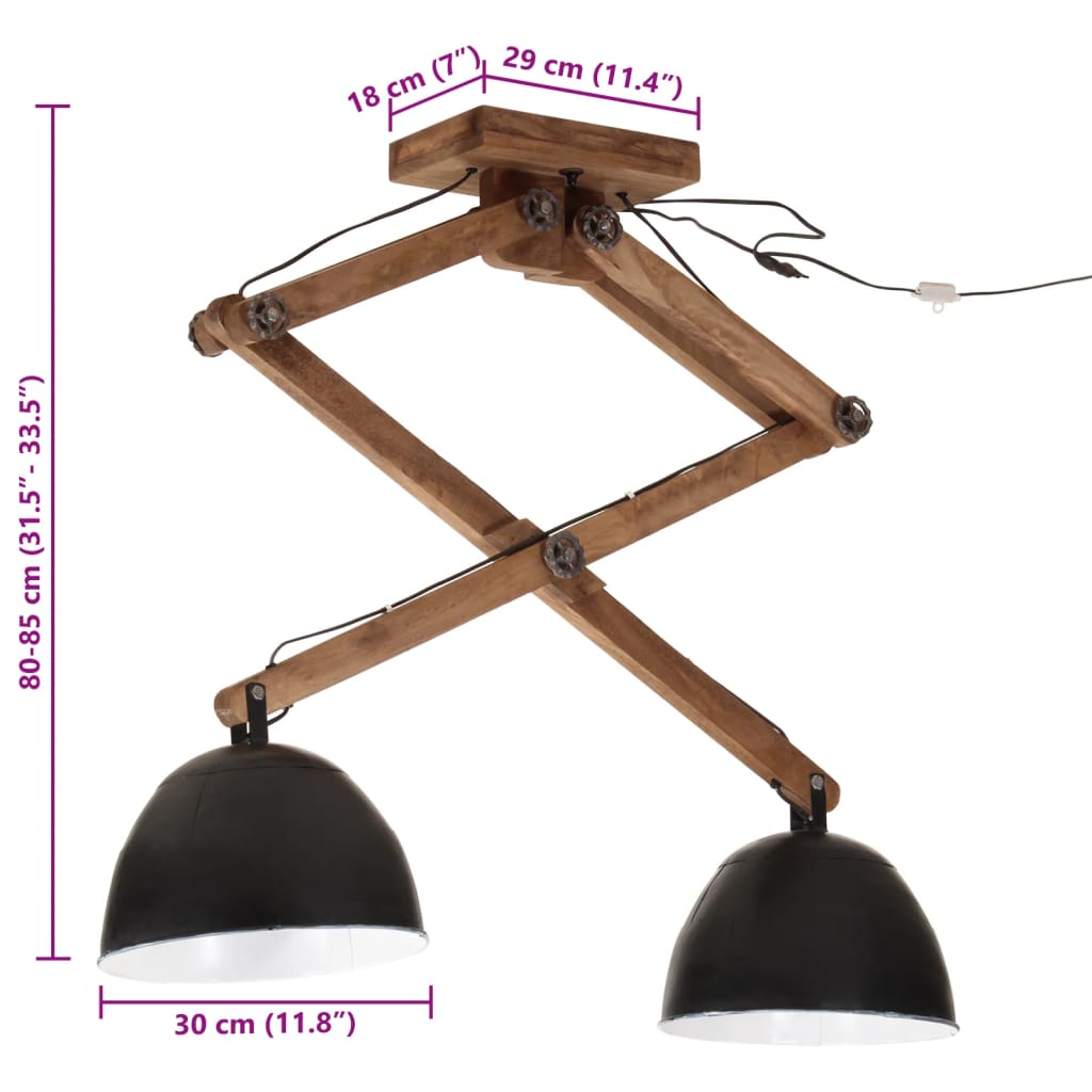 Taklampe 25 W svart 29x18x85 cm E27