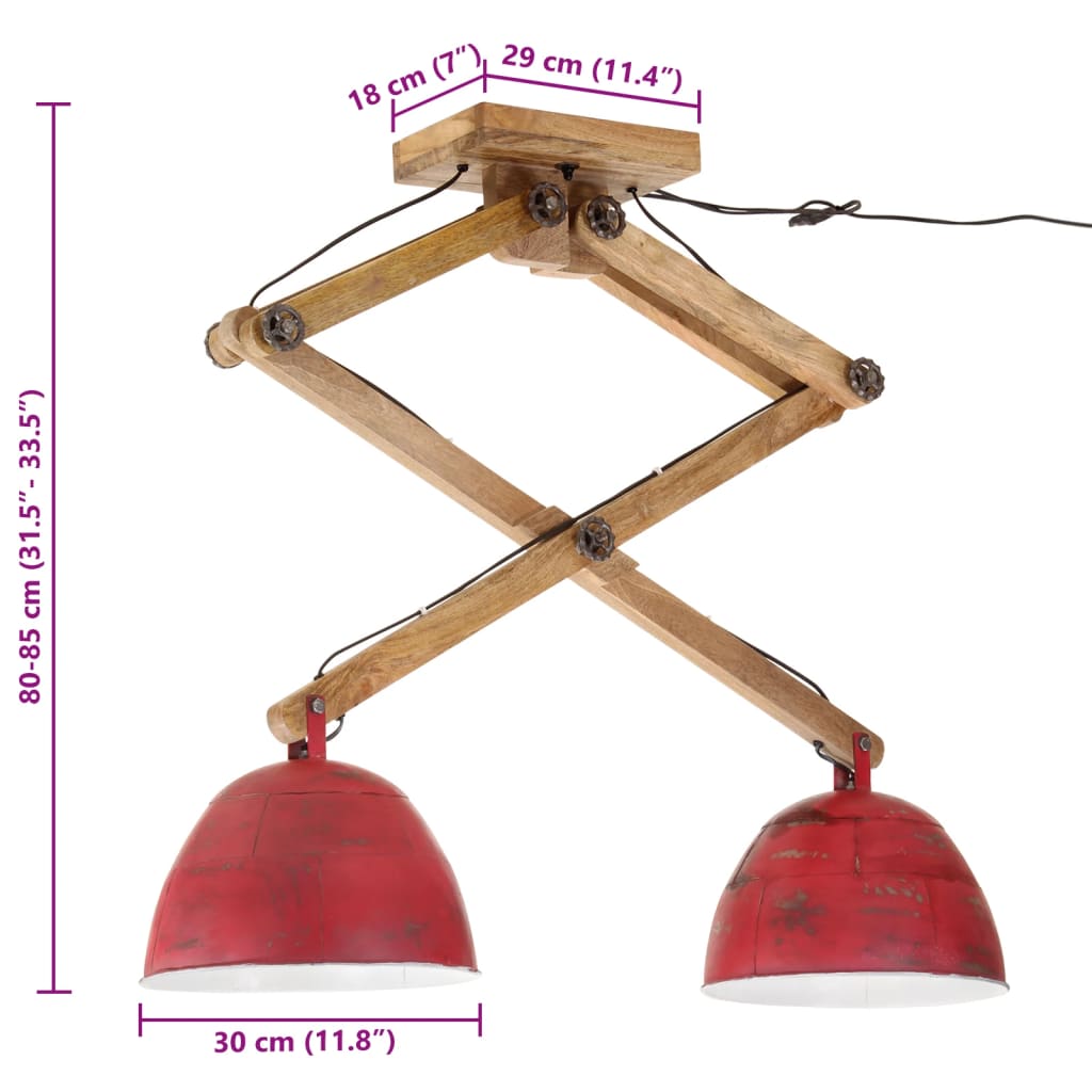 Taklampe 25 W mørkerød 29x18x85 cm E27