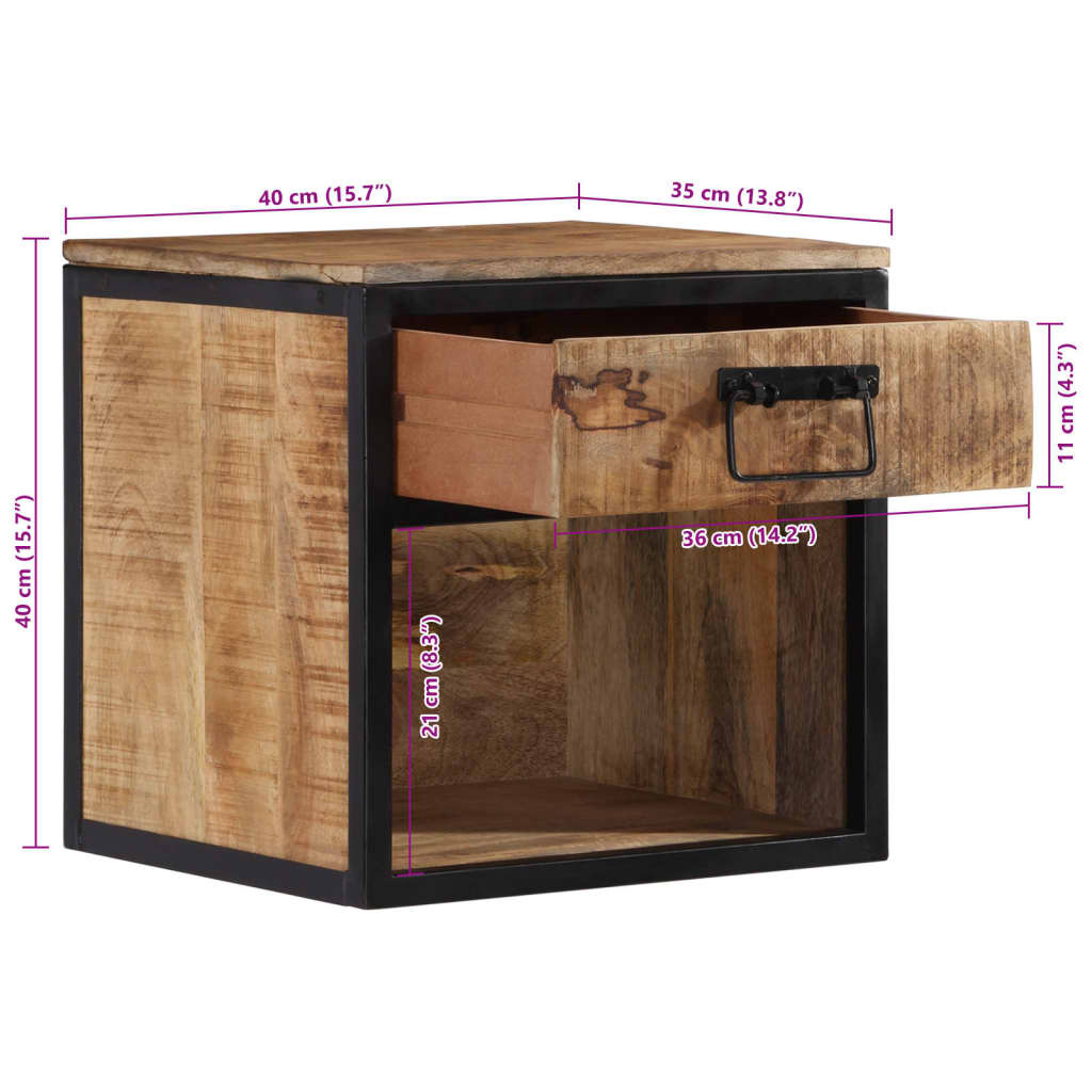 Nattbord Sengbord Tre heltre mangotre 40x35x40 cm