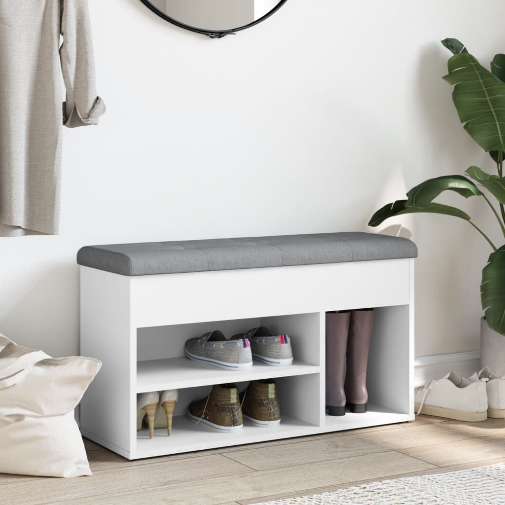 Skoskap Skohylle Skobenk Hvit 82x32x45,5 cm