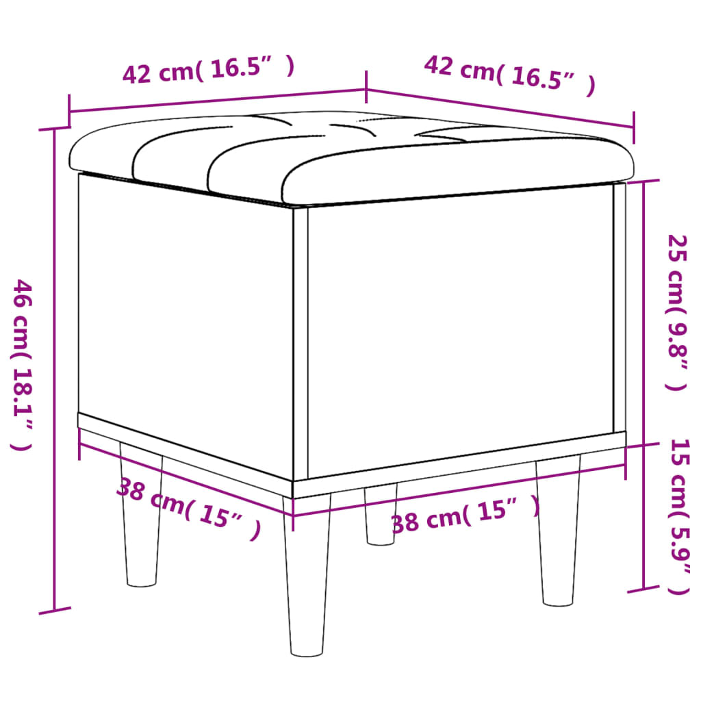 Oppbevaringsbenk sonoma eik 42x42x46 cm konstruert tre