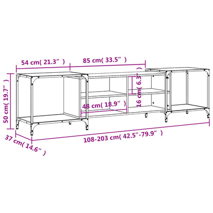 TV-benk brun eik 203x37x50 cm konstruert tre