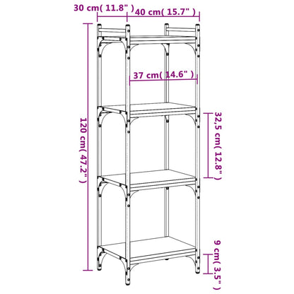 Bokhylle 4 etasjer sonoma eik 40x30x120 cm konstruert tre