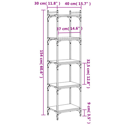 Bokhylle 5 etasjer sonoma eik 40x30x154 cm konstruert tre