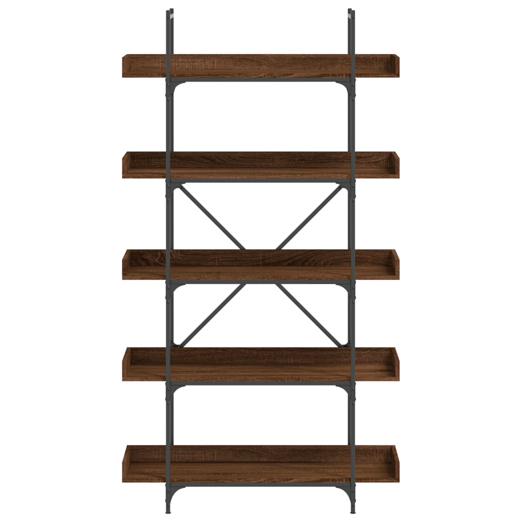 Bokhylle 5 etasjer brun eik 100x33x180,5 cm konstruert tre