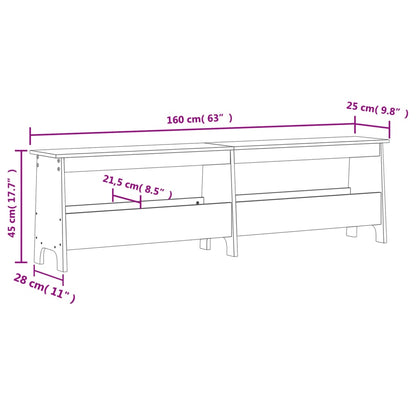 Hallbenk Gangbenk voksbrun 160x28x45 cm heltre furu