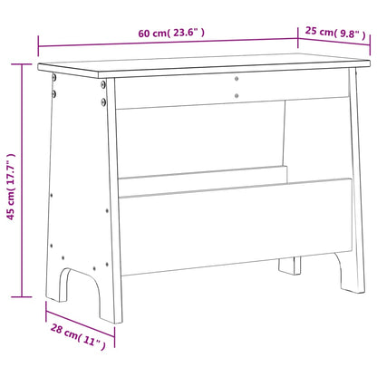 Hallbenk Gangbenk voksbrun 60x28x45 cm heltre furu