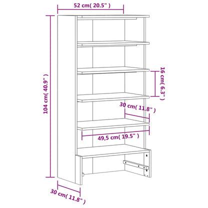 Skoskap Skobenk Skohylle voksbrun 52x30x104 cm heltre furu