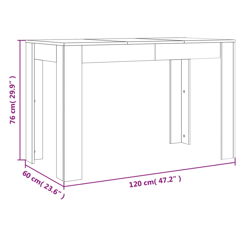 Spisebord Kjøkkenbord brun eik 120x60x76 cm konstruert tre