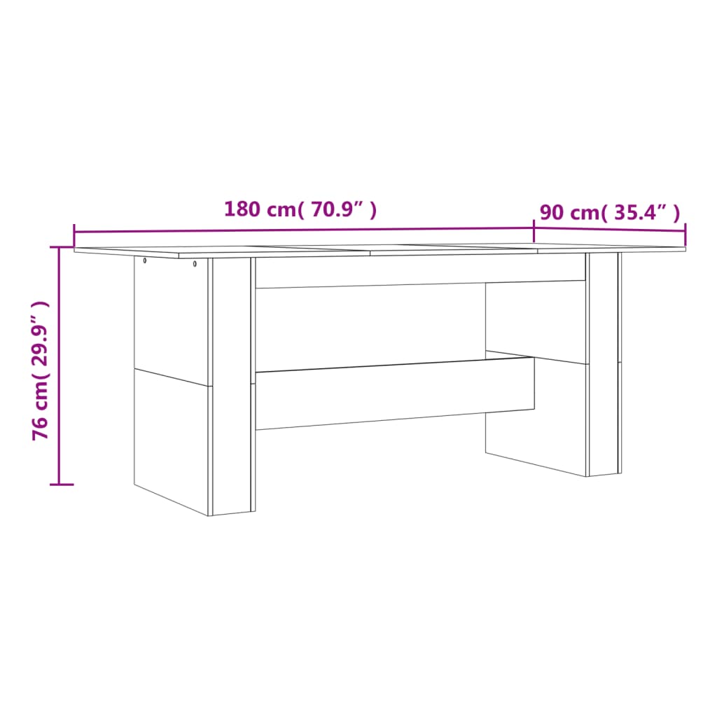 Spisebord Kjøkkenbord brun eik 180x90x76 cm konstruert tre