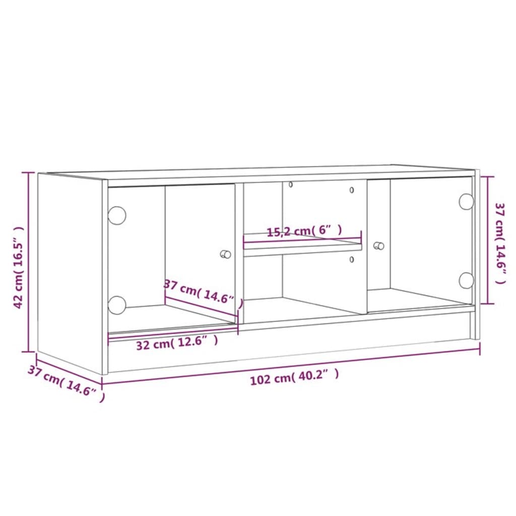 TV-benk med dør sonoma eik 102x37x42 cm