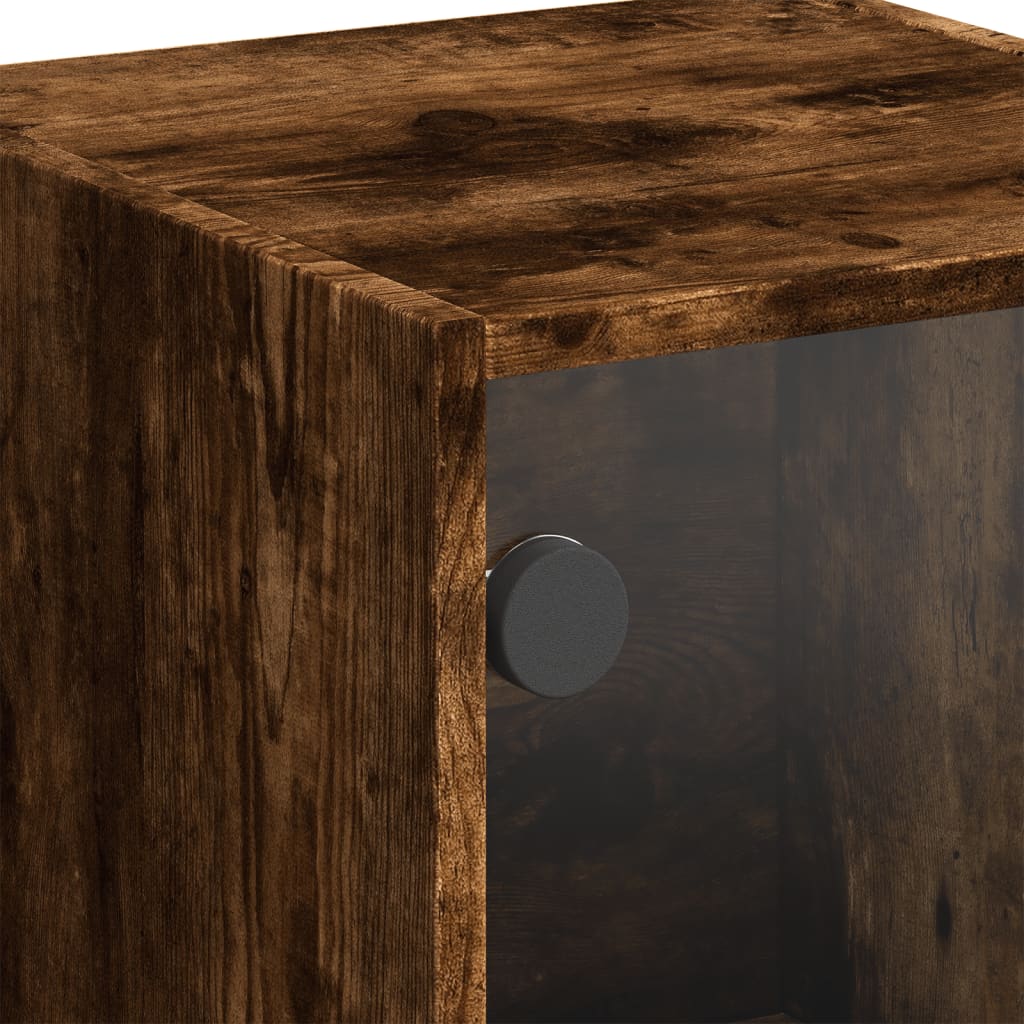 Skap Røkt Eik med glassdører 35x37x109 cm