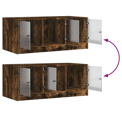 Salongbord Sofabord Røkt Eik med glassdører 102x50x42 cm