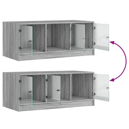 Salongbord Sofabord Sonoma Grå med glassdører 102x50x42 cm