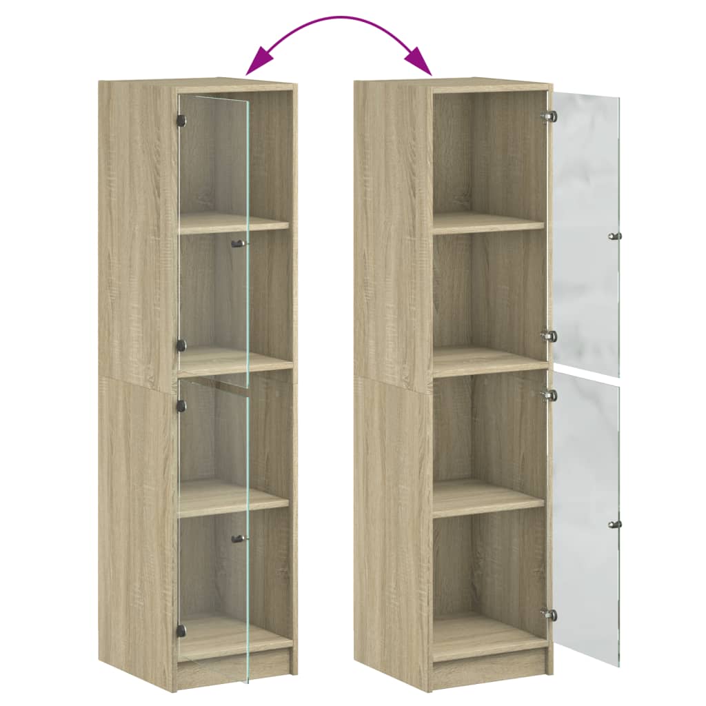 Skap Sonoma Eik med glassdører 35x37x142 cm