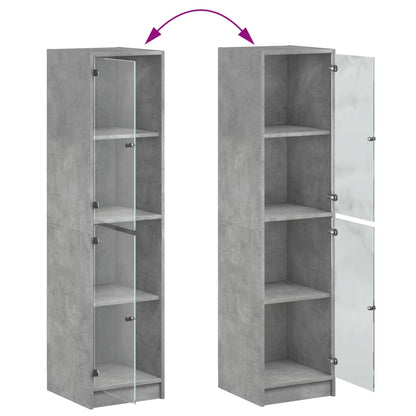 Skap Betonggrå med glassdører 35x37x142 cm