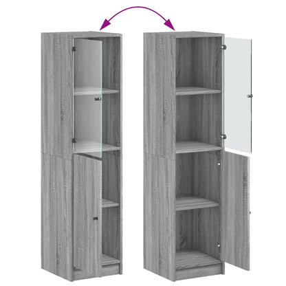 Skap Sonoma Grå med glassdører 35x37x142 cm