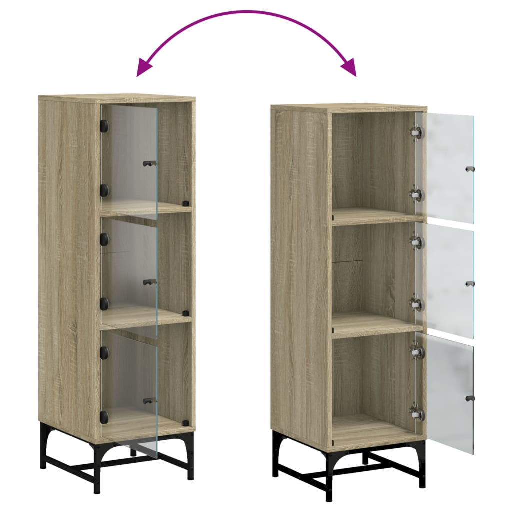 Skap Sonoma Eik med glassdører 35x37x120 cm