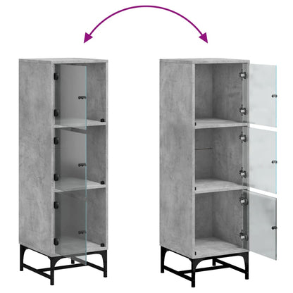 Skap Betonggrå med glassdører 35x37x120 cm