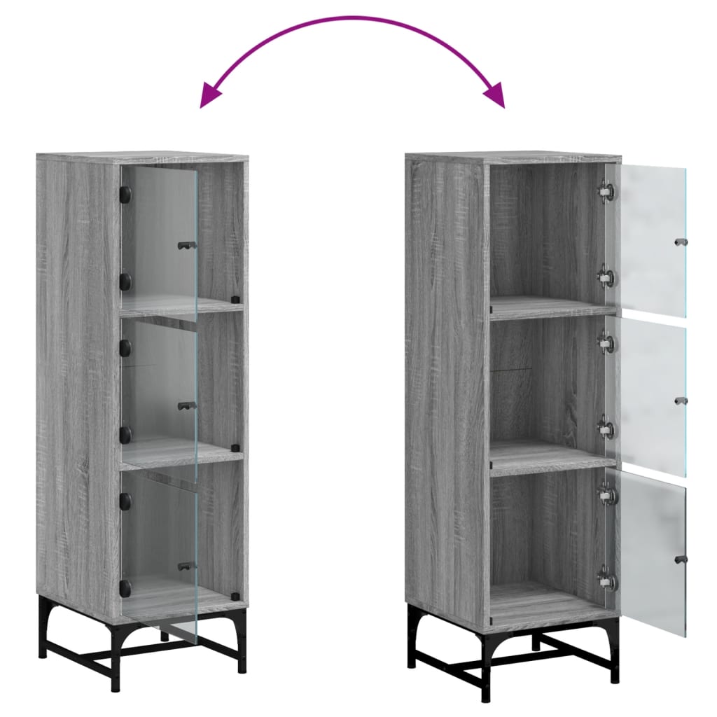 Skap Sonoma Grå med glassdører 35x37x120 cm