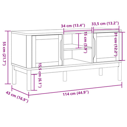 TV-benk FLORO voksbrun 114x43x55 cm heltre furu