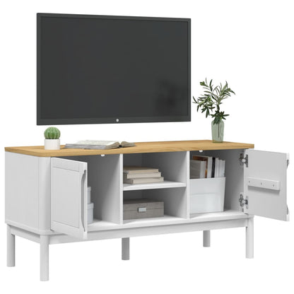 TV-benk FLORO hvit 114x43x55 cm heltre furu