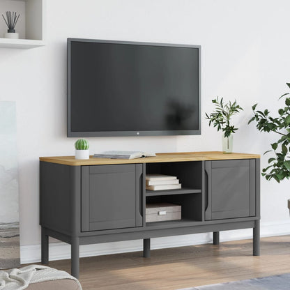 TV-benk FLORO grå 114x43x55 cm heltre furu