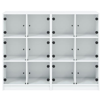 Bokhylle Hvit med dører 136x37x109 cm