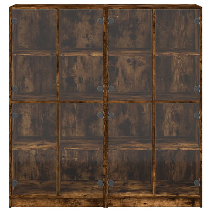 Bokhylle Røkt Eik med dører 136x37x142 cm